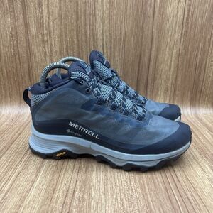 Merrell Moab Speed Mid GTX Hiker Shoes Navy Blue Women's 7 Goretex Vibram Sole